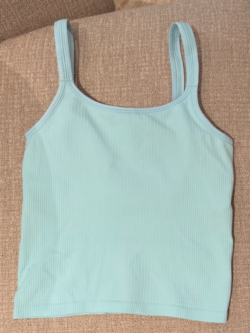 Women’s Light Blue Ribbed Tank Top - Classic Spaghetti Strap